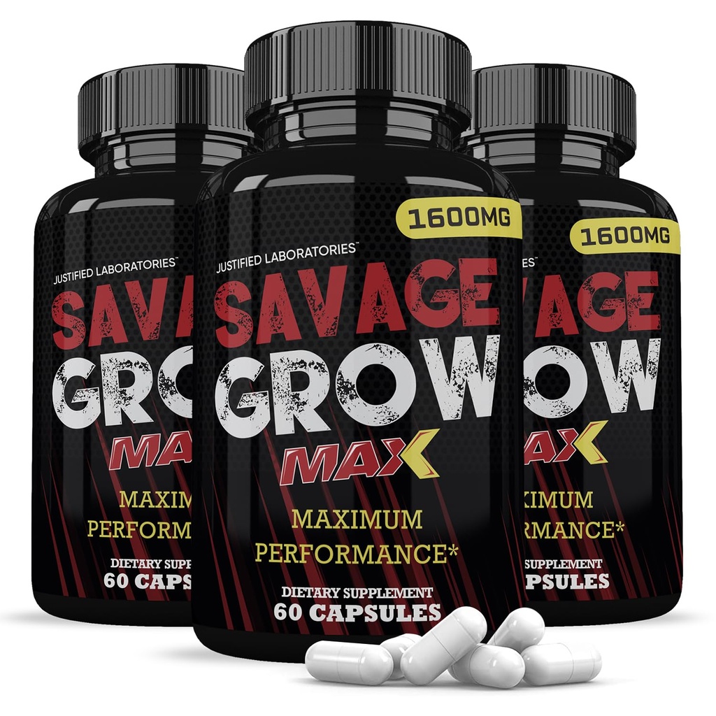 Laboratorios justificados (3 Pack Savage Grow Max 1600MG Advanced Men's Heath Formula180 cápsulas