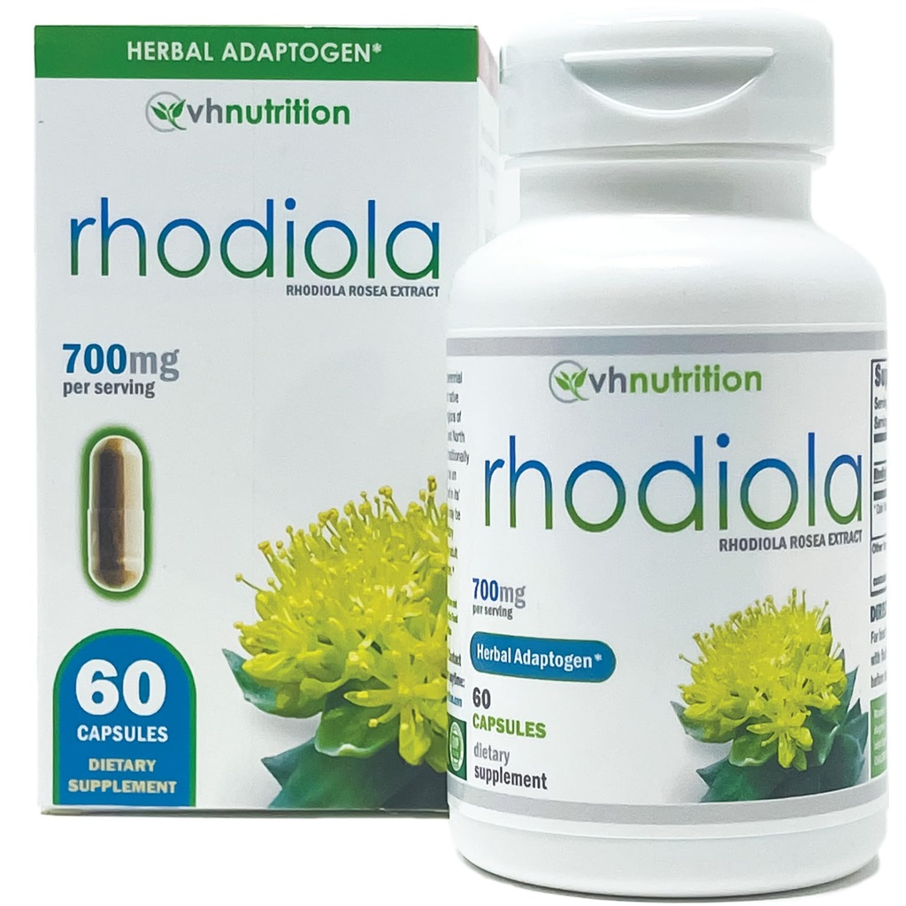 VH Nutrition RHODIOLA ← Rhodiola Rosea Supplement ⋅ 3% Salidrosides Standardized Extract tención 60 Easy-to-Swallow Capsules