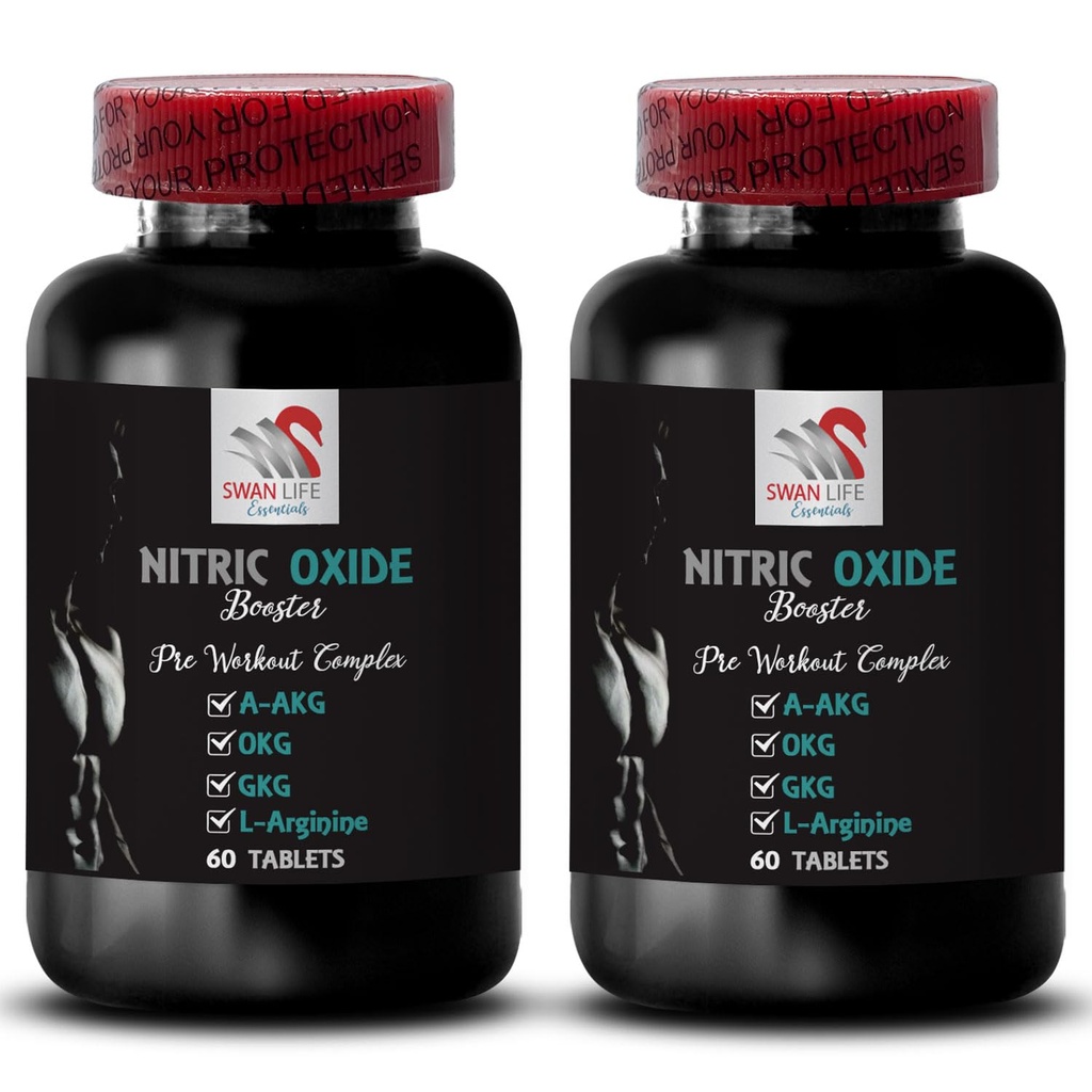 Suplementos diarios - NITRIC OXIDE BOOSTER - Complementos de óxido nítrico para hombres, Suplemento de ejercicio, potencia de rendimiento, foco de potencia, fórmula de resistencia, potenciador de resistencia, potenciador de músculo 2 Botella 120 Tabs