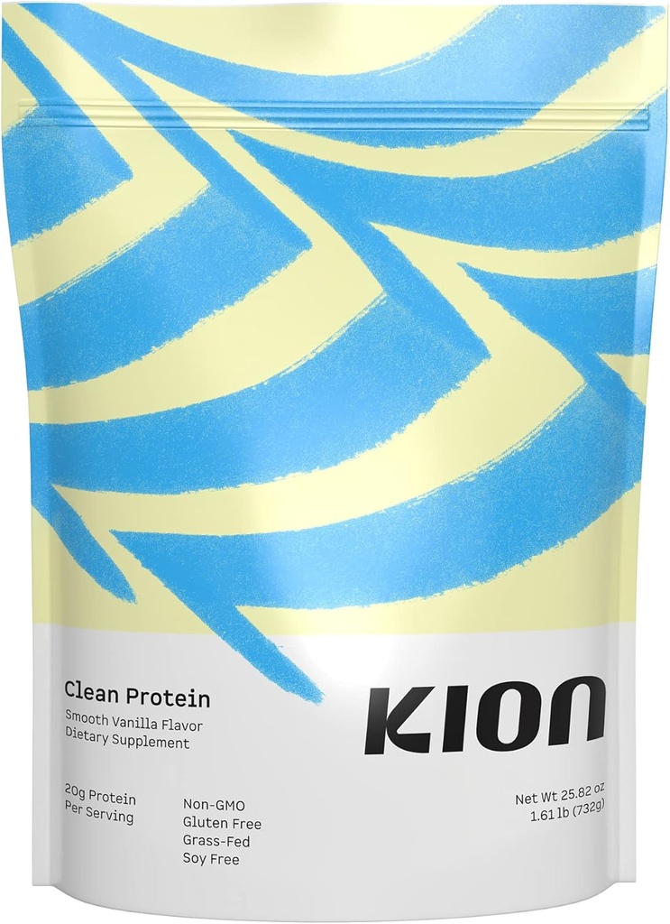 Kion Clean Protein  Grass-Fed ' Pasture-Raised Whey Isolate Protein Powder ← Smooth Vanilla ANTE 30 Servings