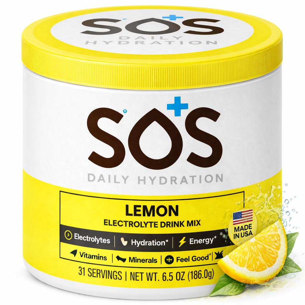 SOS Hydration Electrolyte Powder Drink Mix ← Bulk 31 Servings ← Bajo Azúcar Silencio 15 Calorie Keto-Friendly " Rapid Rehydration Previous Lemon Flavor