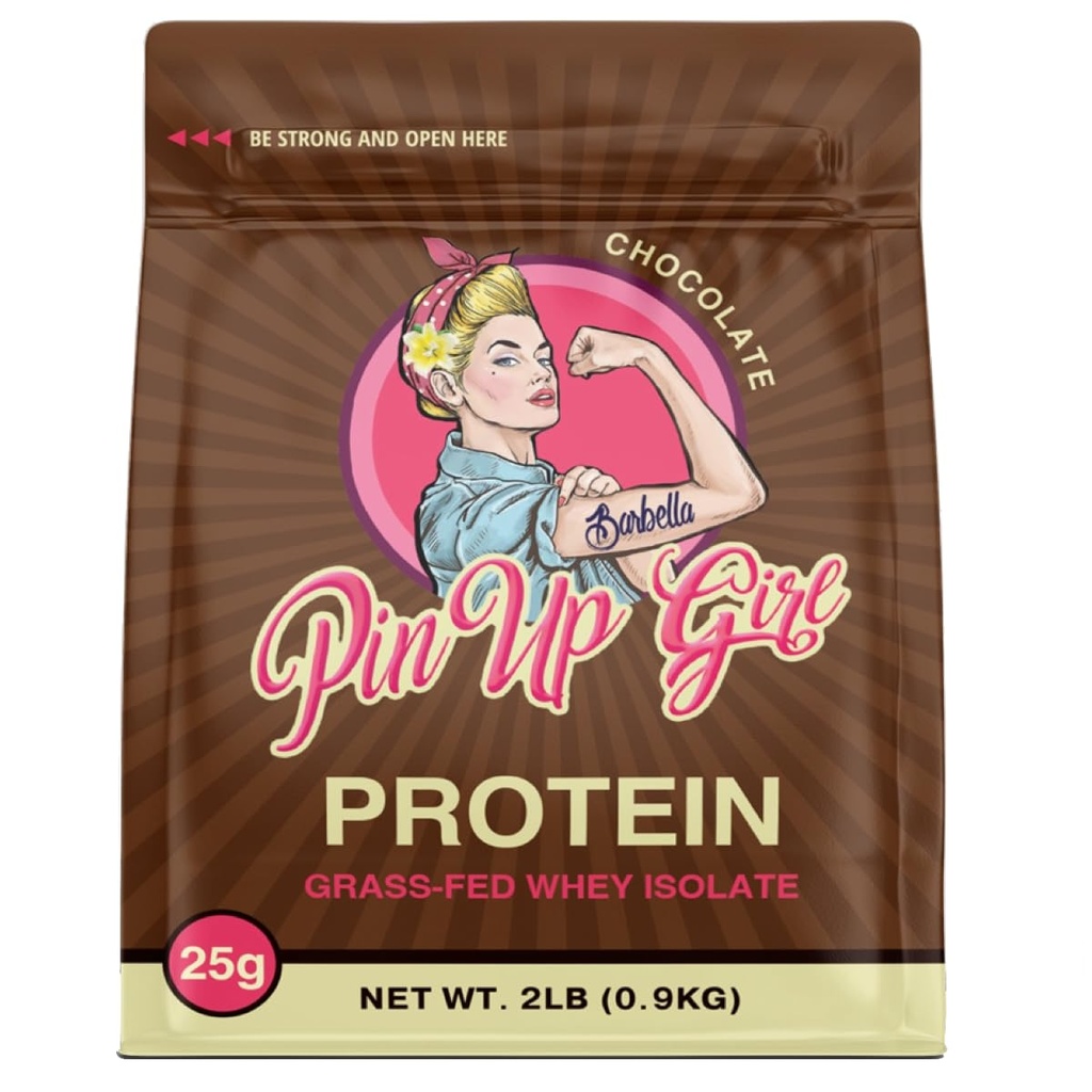 Pin Up Girl Whey Protein Isolate Powder ← Dutch Chocolate  durable 25g de Protein Por Serving  Premium Muscle-Building Whey Protein for Women ← Fat Free, Low Calorie, Low Carb, No Añadido Sugar (32 onzas)
