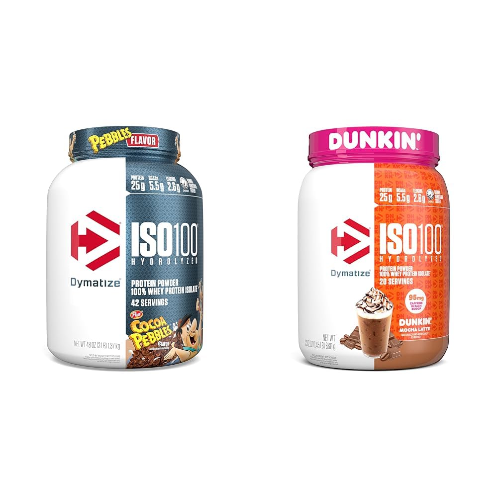 Dymatize ISO100 Hydrolyzed Protein Powder & ISO100 Hydrolyzed Protein Powder en Dunkin' Mocha Latte Flavor