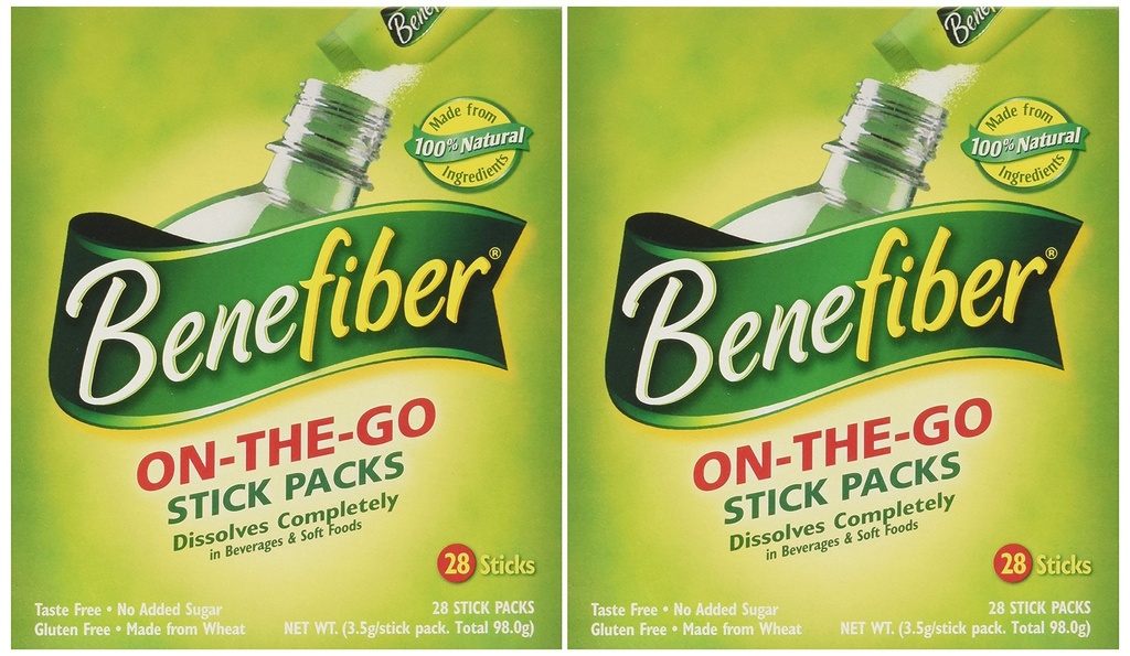 Benefiber Stick Pack Fiber Suplemento, Sabor Libre, Dissolves Completamente 28-4g(0.14oz) 2PACK TOTAL 56 STICKs