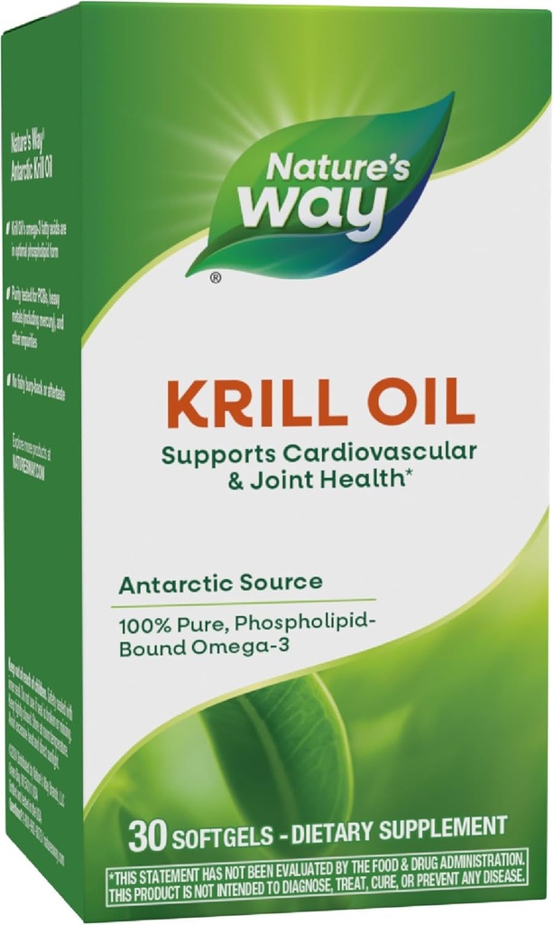 [BRSWIYT7BQOGI236] Manera de la naturaleza Aceite de Krill, apoya la salud cardiovascular y conjunta*, 100% puro Omega-3, 30 Softgels (Paquete mayo Vary)