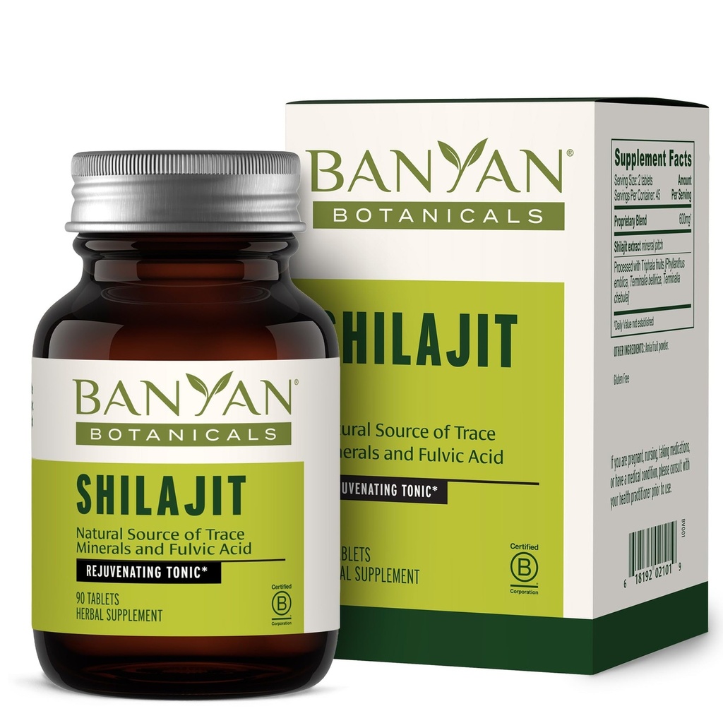 Banyan Botanicals Shilajit – Pitch Mineral Ecológico y Sostenible – Suplemento Shilajit Mineral-Rich para la desintoxicación natural y el envejecimiento saludable* – 90 Tabletas – No GMO Sosteniblemente Fuente Vegan