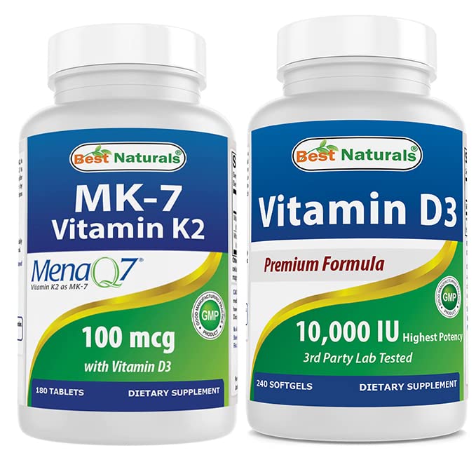 Mejores Naturales Vitamina K2 (MK7) con D3 &amp; Vitamina D3 10000 I
