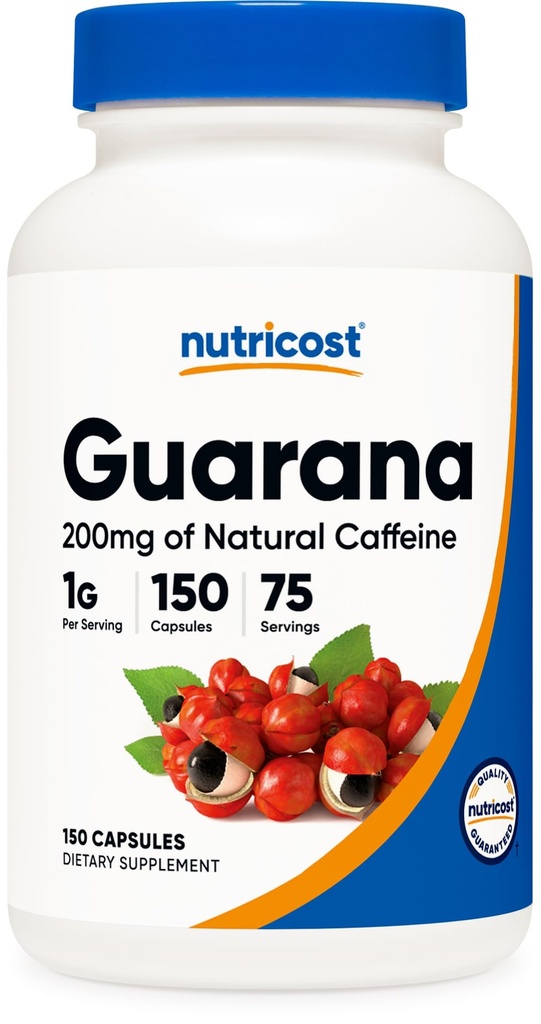 Nutricost Guarana 1000mg Servir, 150 cápsulas vegetarianas - Natural Herbal Brasileño Energizante Suplemento