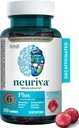 Suplemento cerebral NEURIVA Plus para memoria, concentración+ función cognitiva con vitaminas B6 &amp; B12 y test clínico Phosphatidylserine y Neurofactor, 50ct Gummies de Fresa