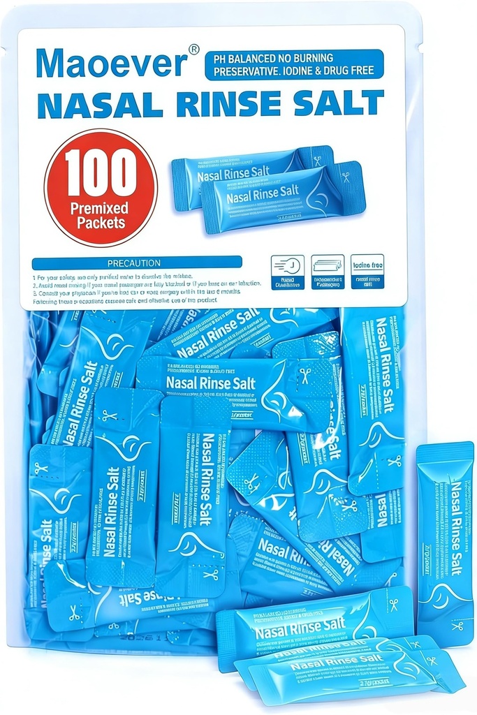 Neti Pot Salt Packets - 100 Paquetes de Saline para Nasal Wash para Neti Pot Refill Kit durable Nasal Irrigation