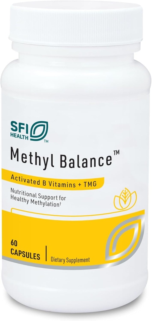 Klaire Labs SFI Health Methyl Balance - Activated Vitamin B + Trimethyglycine Suplemento - Metafolin Methyl Folate, Betaine TMG, Vitamina B2, B6 & 12 - Support Healthy Energy Levels (60 Capsules)
