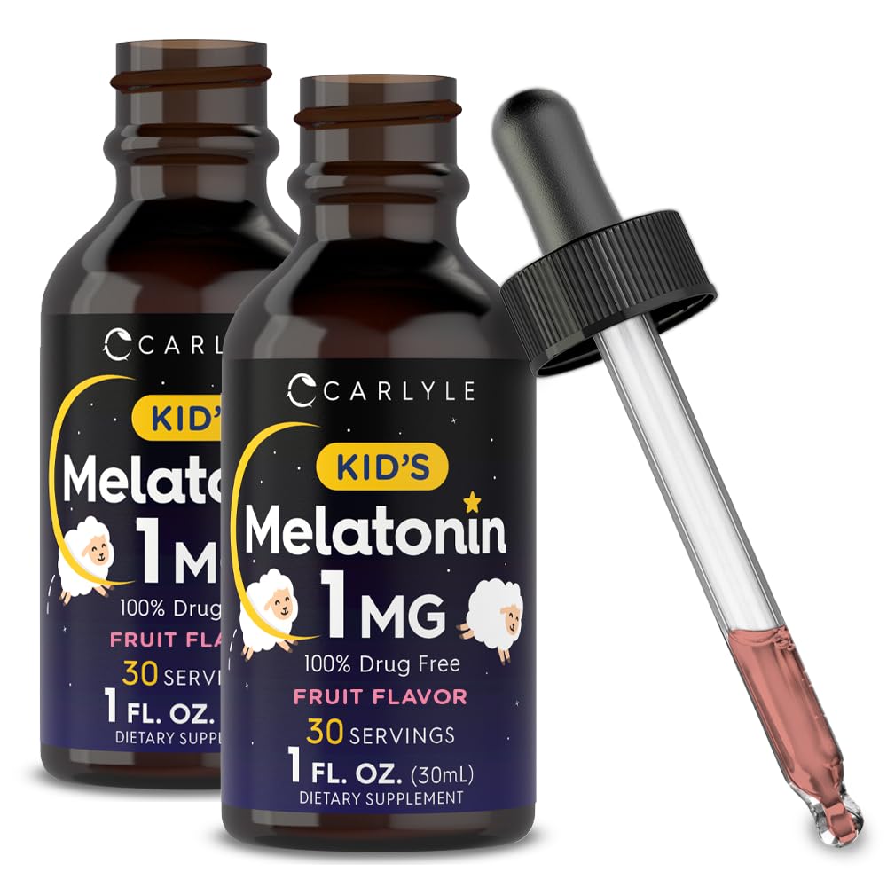 Carlyle Kids Melatonin Liquid TENIDO 1 fl oz TENIDO Two Pack ANTE Fruit Flavor TENIDO Drug Free Childrens Supplement