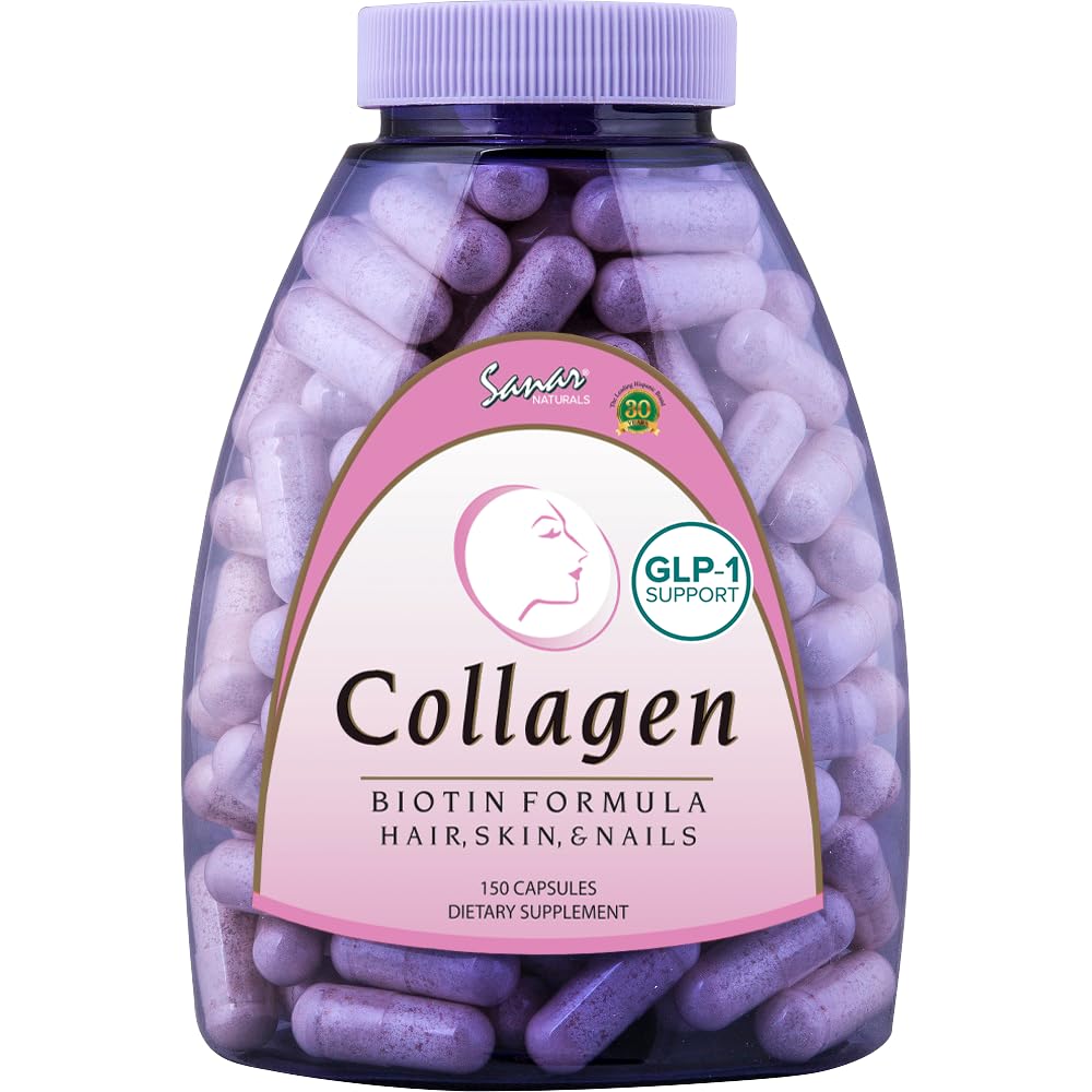 Sanar Naturals Collagen Pills con Biotina, Vitamina C - Soportes Saludable Pelo, Esquía y uñas - Crecimiento del Pelo Aumentado &amp; Pelos fuertes - Collagen Biotin Suplemento, 150 cápsulas