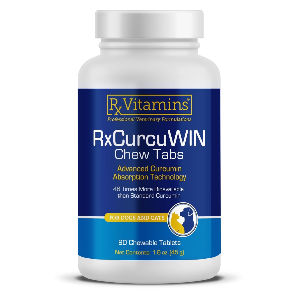 Rix Vitaminas CurcuWIN - Curcumin for Dogs & Cats - Vitaminas y Suplementos, Alivio de la Alergia - Proporciona Apoyo Inmunitario &amp; Ayuda Digestiva Apoyo - Suplemento Conjunto - 90ct