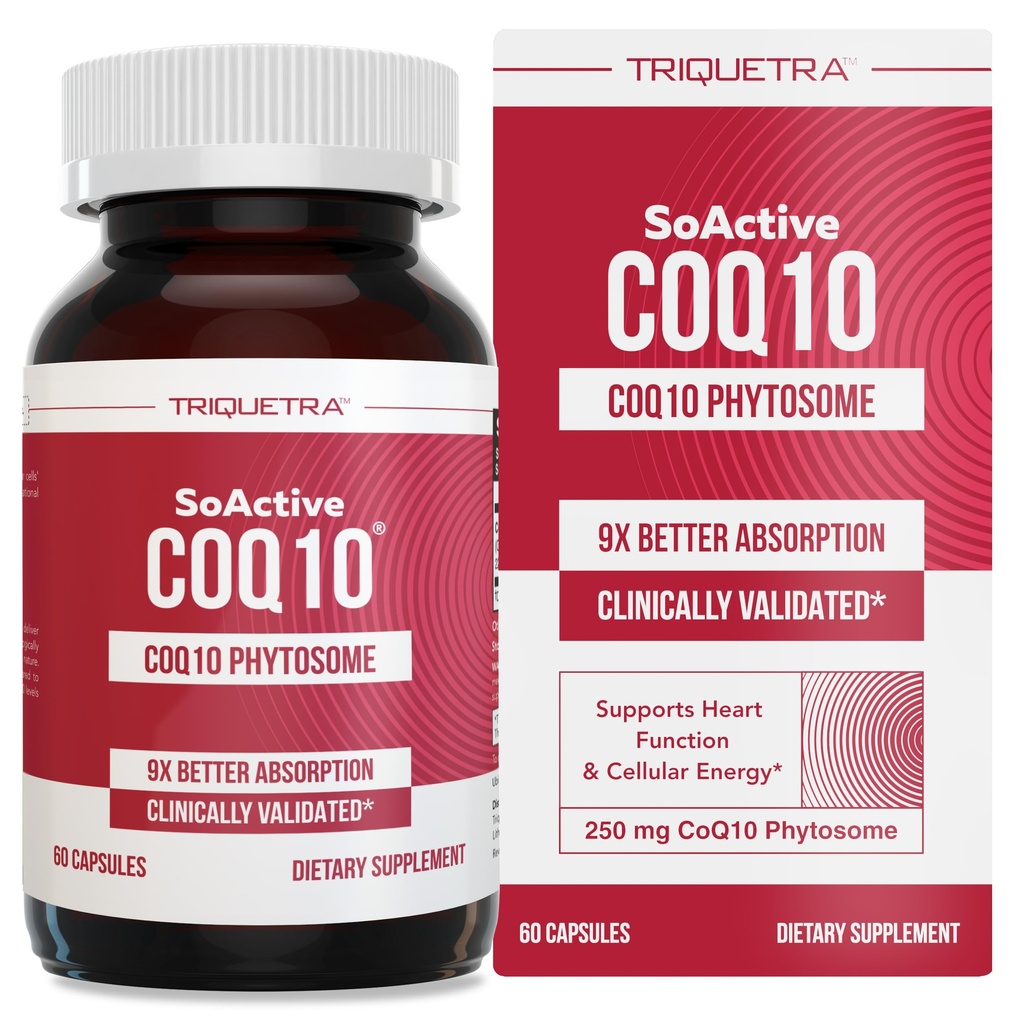 SoActive CoQ10® 250 mg: Fitooma CoQ10 con hasta 9X Absorción Superior - Entrega Celular Provenida - Soportes Producción Celular de Energía (60 cápsulas)