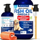 Omega 3 aceite de pescado para perros - mejor que el aceite de salmón - Skin and Coat Defense Liquid Supplement for Allergy Relief - High EPA & DHA for Shedding, Mobility, Itching, Joint & Bone Health Support - 8 FL OZ