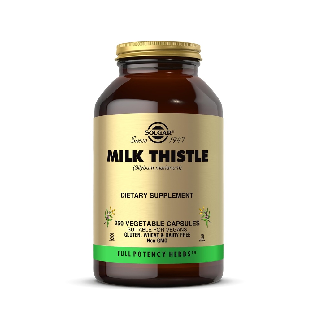 Solgar Milk Thistle - 250 Vegetable Capsules - Full Potency (FP) - Non-GMO, Vegan, Gluten Free, Dairy Free, Kosher - 250 Servimientos