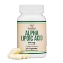 Ácido Lipoico alfa 600mg por Serving, 60 cápsulas (Tercera Parte Probada, No GMO, Libre de gluten, Seguro Vegano) Antioxidante de Potente para Neuropatía y Salud Cardiovascular (Suplemento ALA) por Madera Doble