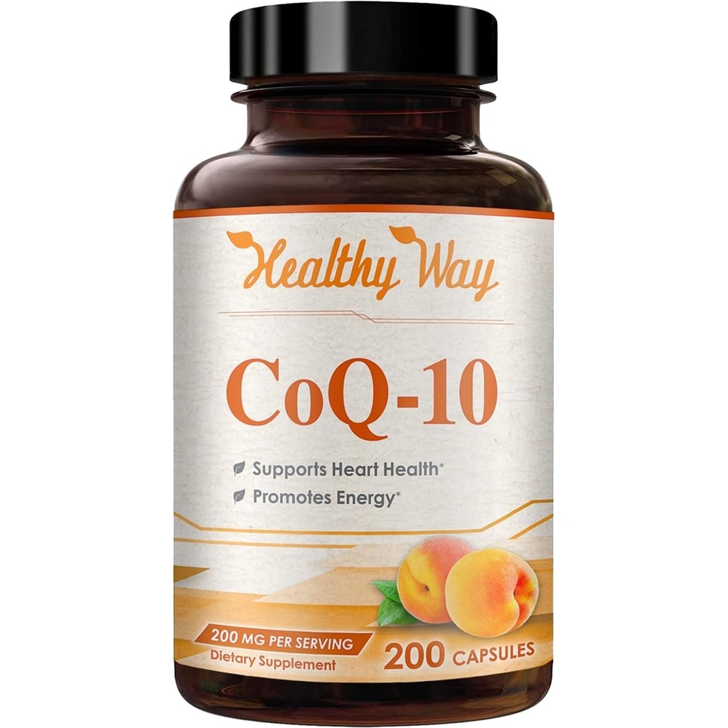 Coenzima Q10 200mg CoQ10 Suplemento -Una vez CoQ10 200mg Powder cápsulas para la salud del corazón, antioxidante " Energy Support -No-GMO, Quick Absorption Ubiquinone Q10 Coenzyme (Single)