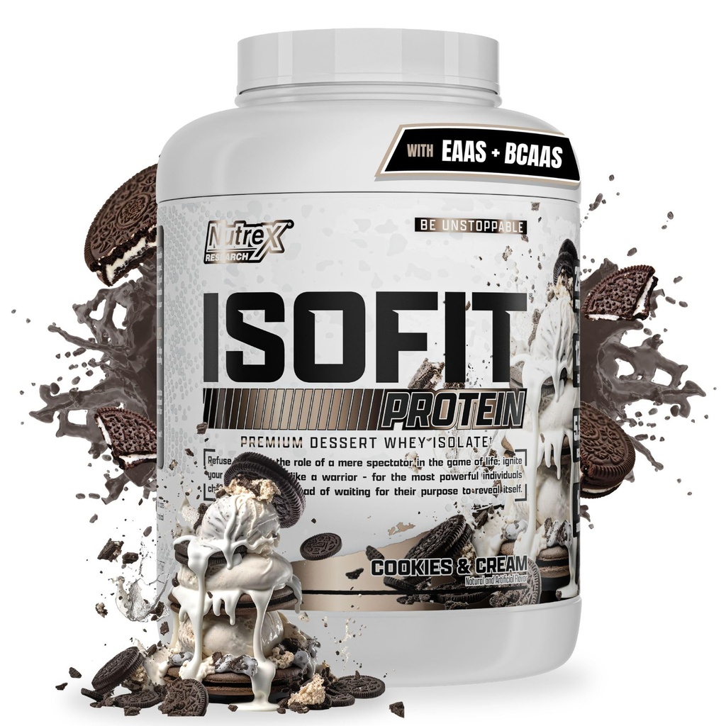 Nutrex Research IsoFit Whey Protein Powder Instantized 100% Whey Protein Isolate (70 Servings, Cookies &amp; Cream)