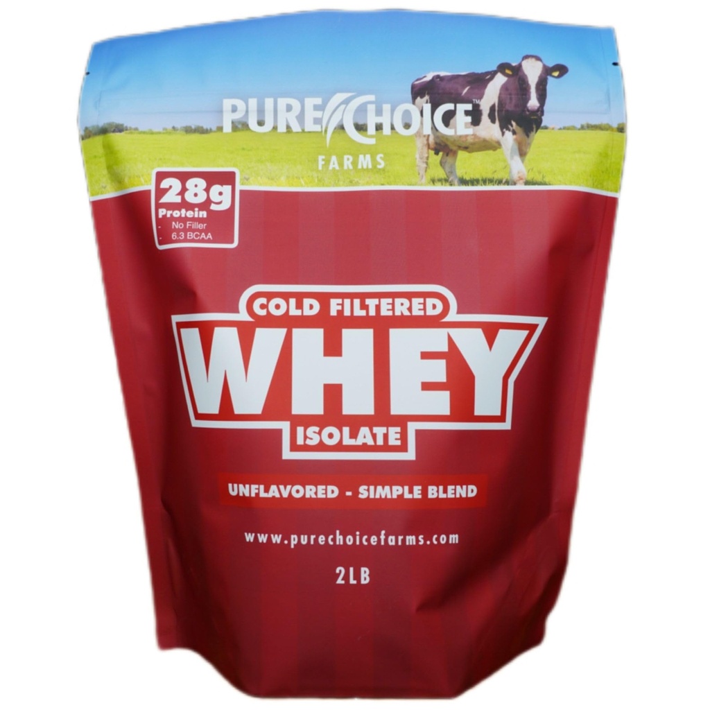 Pure Choice Unflavored Whey Protein Isolate Powder, 28g Protein &amp; Sugar-Free, Undenatured Whey, 1 Ingrediente, No Fillers o Sweeteners artificiales (Unflavored, 2 lb)