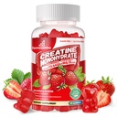 Complejo de Gummies de Monohidrato de Creatina para Hombres y Mujeres -Fórmula avanzada W/L-Taurina + Vitamina B12, Sugar suplemento Chewable Libre,90 Gummies de Fresa