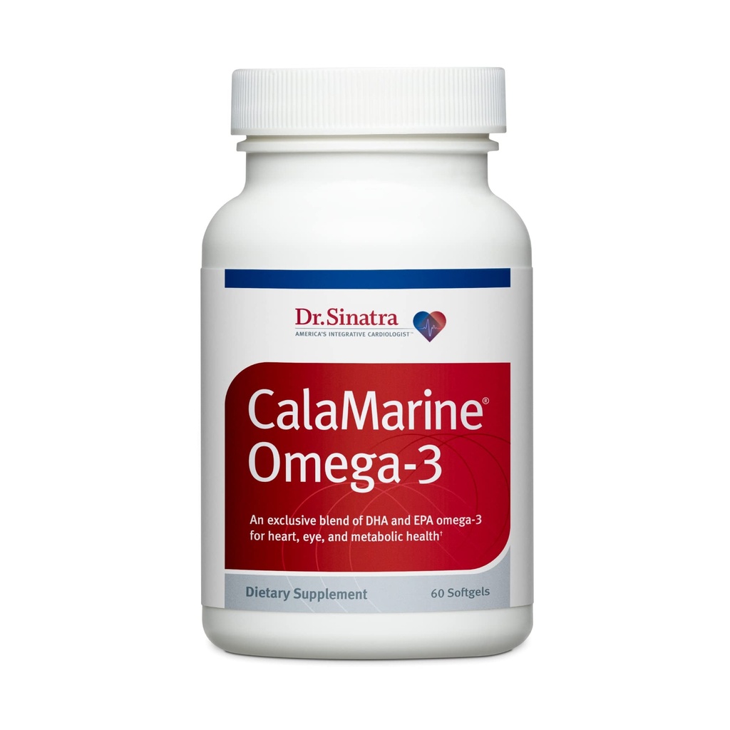 Dr. Sinatra CalaMarine Omega-3 Suplemento con DHA y EPA, grado clínico para la salud cerebral, corazón y ojos, 60 Softgels