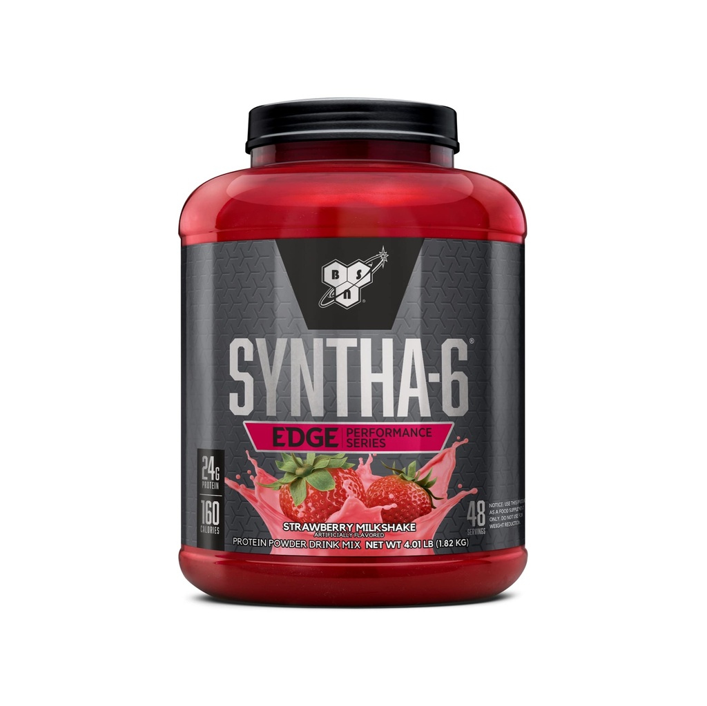 BSN SYNTHA-6 EDGE Protein Powder, con Hidrolyzed Whey, Micellar Casein, Milk Protein Isolate, Low Sugar, 24g Protein, Strawberry Milkshake, 48 Servings
