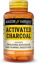 MASON NATURAL Carbón Activado - Alivia el gas y el rubor, promueve la desintoxicación natural, suplemento altamente absorbente, 60 cápsulas