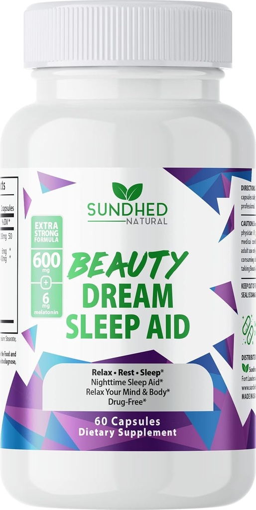 Sleep Aid Beauty Dream Sleep Aid es una fórmula de sueño que no forma Hábito con Melatonina y Valerian Root, Sleep Amazing y Wake up Refresh, Obtain A Natural Sleep, Made in USA