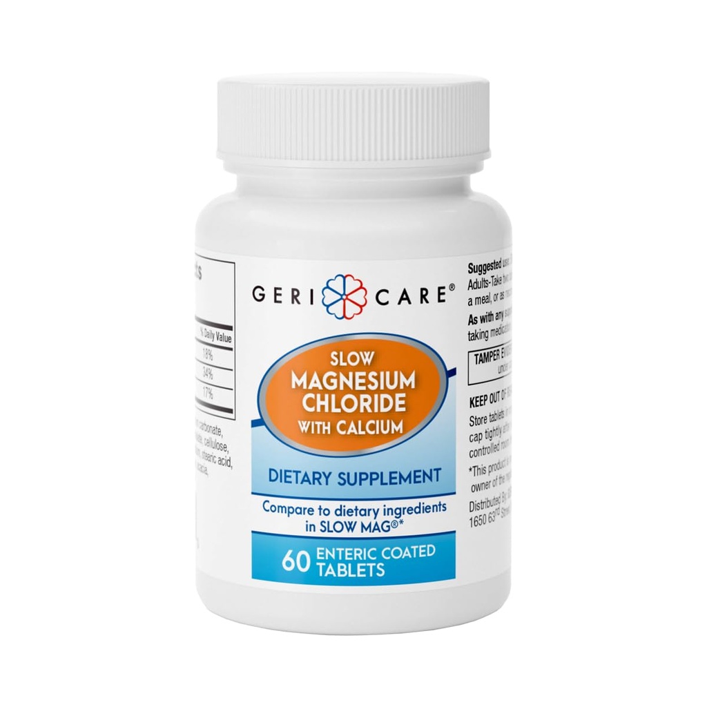 Gericare Slow Magnesium Chloride ← Calcium Tablets by Geri-Care ← Suplemento Nutricional Silencio 60 Conde Bottle (Pack of 1)