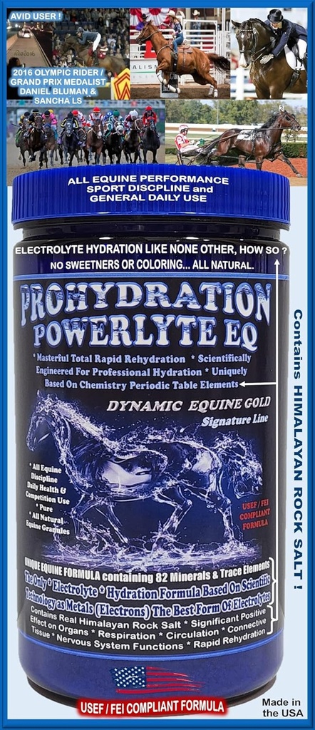 PROHYDRATION EQ...The New Breed in Equine Electrolyte/Professional Hydration Matrix System Formula. 1080g (60 días de servicio)