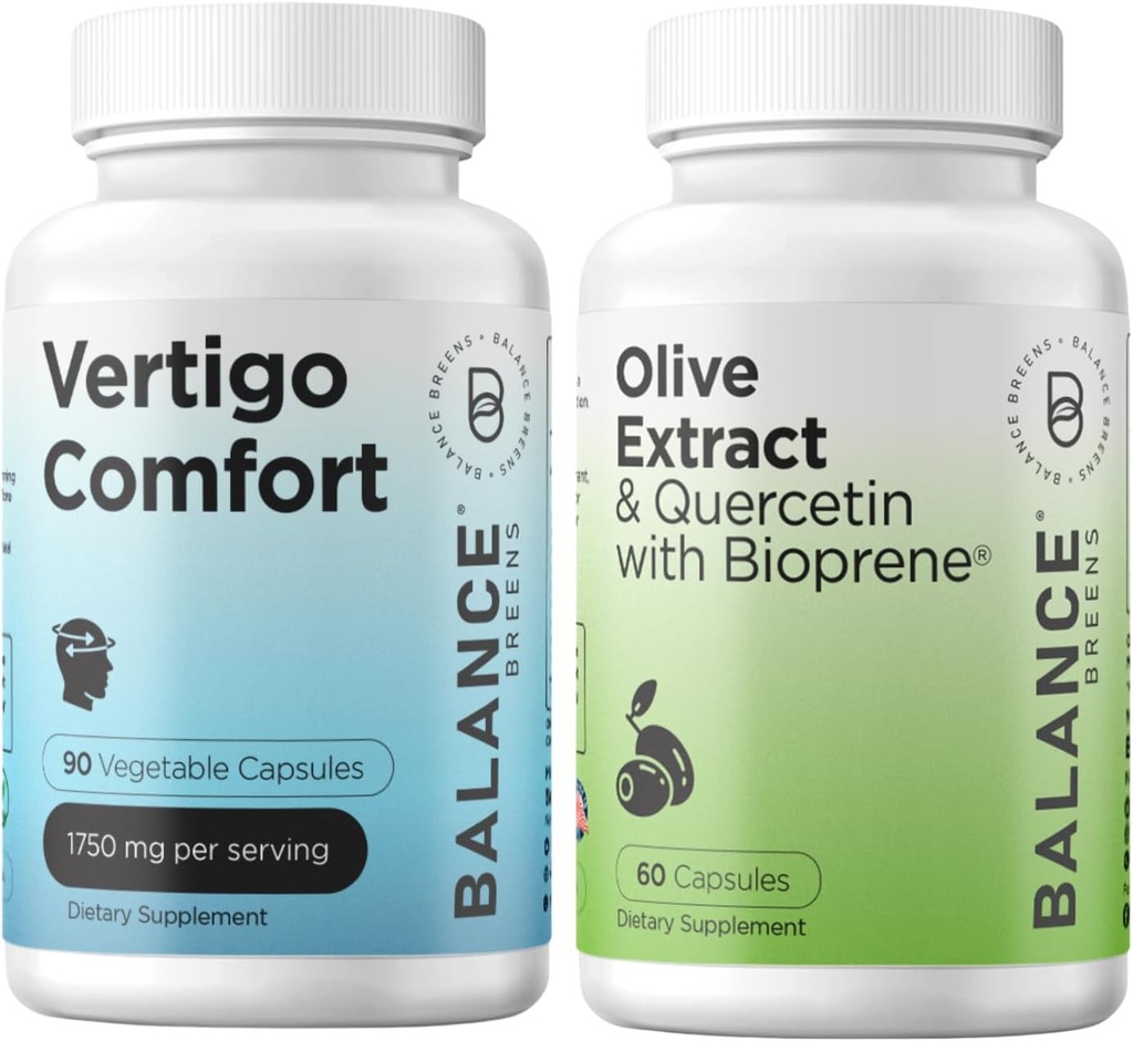 Saldo Breens Vertigo Alivio 1750mg + Pan de aceite de Booster Inmunity Extract-Quercetina 400mg con Bioperine Black Pepper Extracto, Suplemento Combo