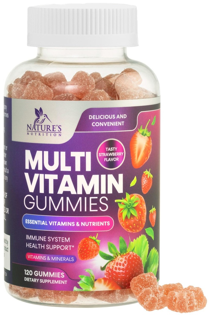 Mangas multivitamínicas para adultos, vitaminas diarias " minerales con vitaminas A, C, D, B12 para hombres y mujeres, apoyo inmunitario Suplemento multivitaminas, adultos multi vitamina VIT - 120 quimios