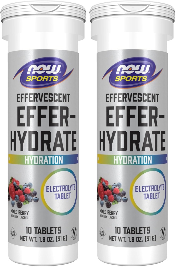 AHORA Nutrición Deportiva, Effervescent Effer-Hydrate, Suplemento Electrolyte, Recuperación*, Berry mixto, 10 Tablets (Pack of 2)