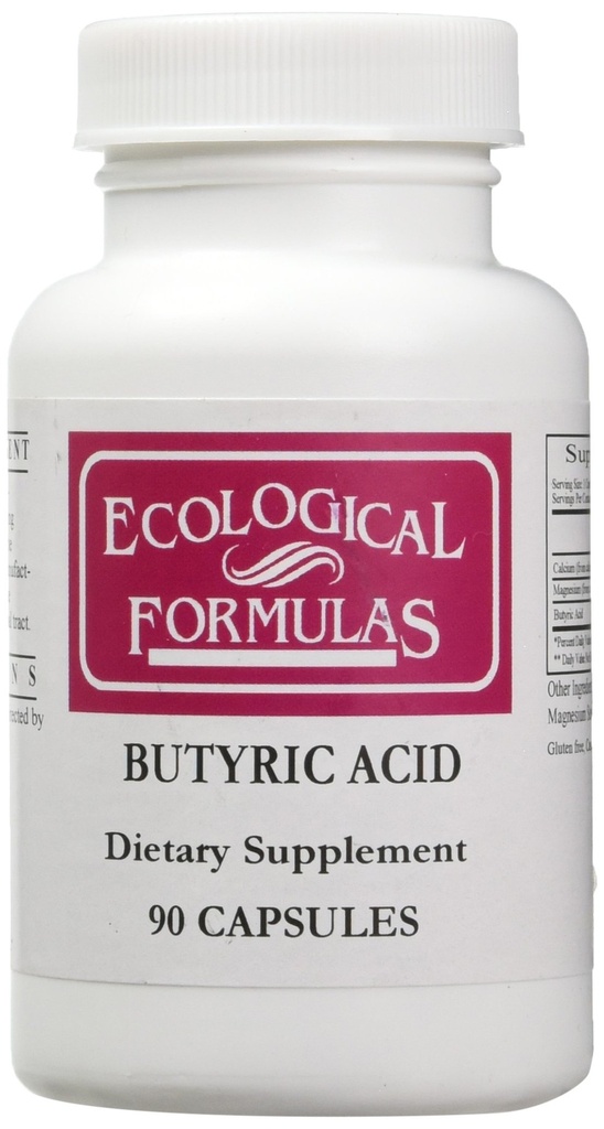 Fórmulas ecológicas Calcio Magnesium Butyrate (Btyric Acid), soporta Gut Health. 1-Pack, Cream, 90 cápsulas