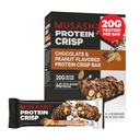 MUSASHI Protein Crisp Bar, 20g Protein, 4g Total Azúcares, Chocolate &amp; Maní, Post Workout y Snack On The Go, 12 Pack of 2.1oz (60g) Bares