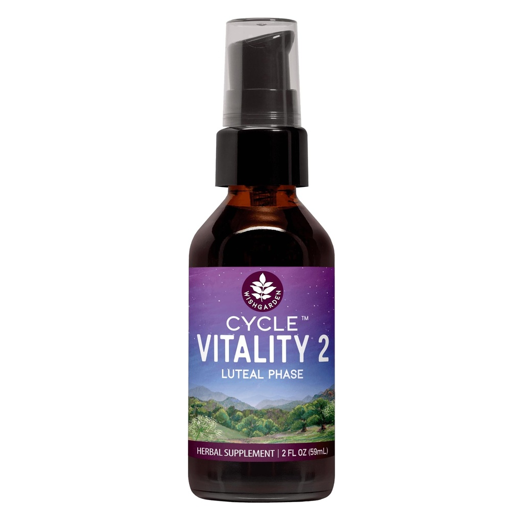 WishGarden Herbs Cycle Vitality 2 Luteal Phase - Plant-Based Progesterone Supplement with Wild Yam &amp; Vitex Chasteberry Supports Healthy Menstrual Cycles, Fertility & Healthy Progesterone Levels, 2oz