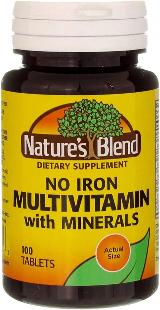 Vitamina Múltiple de la Naturaleza con Tablas Minerales No Hierro - 100 Tabletas, Paquete de 3
