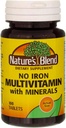 Vitamina Múltiple de la Naturaleza con Tablas Minerales No Hierro - 100 Tabletas, Paquete de 3