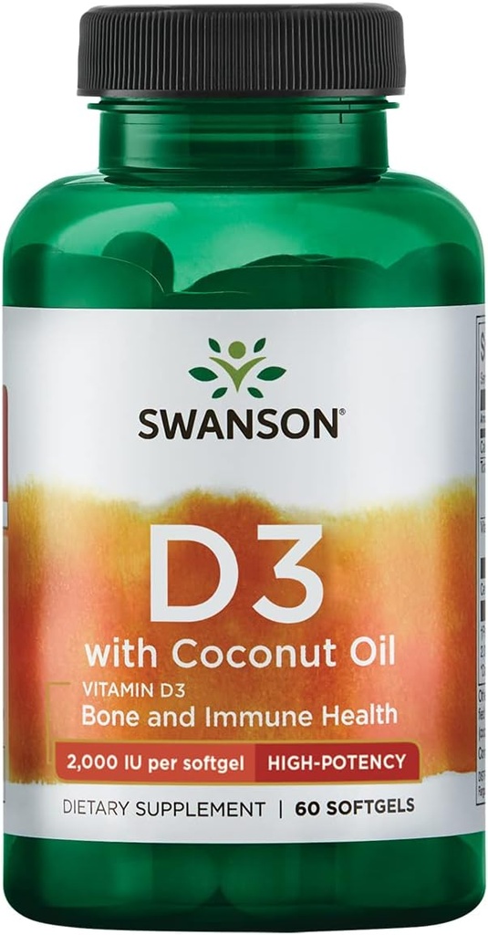 Swanson Vitamina D-3 con aceite de coco 60 Sgels