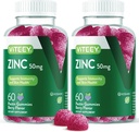 VITEEY Zinc Gummies for Men and Women - Zinc Supplements 50mg - Immune Boost & Skin Health - Vegan, Gluten Free - 120 Conde