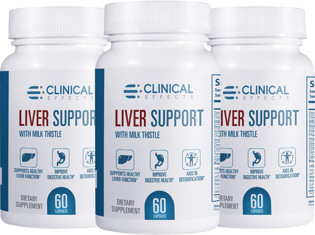 Efectos clínicos: Soporte para el hígado - Natural Milk Thistle and Zinc Supplement - 3 Pack - Ayuda a desintoxicación y limpieza El hígado - apoya la función del hígado y la salud digestiva - Hecho en los EE.UU.
