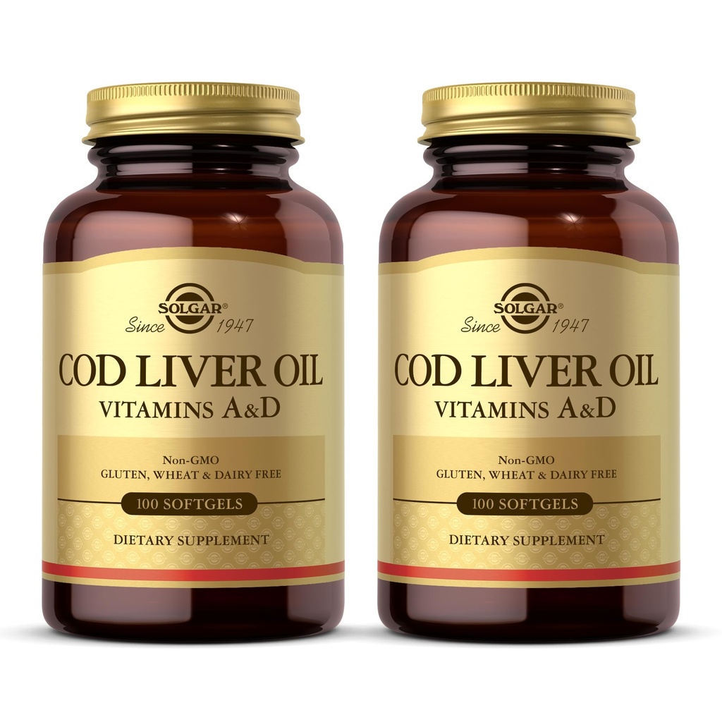 Solgar Cod Liver Oil - 100 Softgels - Proporciona vitaminas A &amp; D - No GMO, Gluten Gratis - 100 Servings