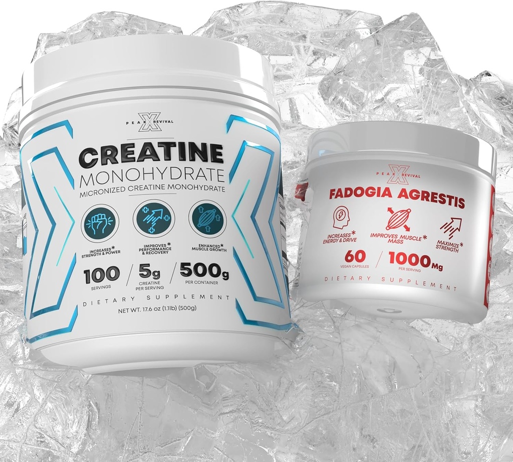 Performance Micronized Creatine Monohydrate Powder Suplemento + Fadogia Agrestis Gluten Free, Non-GMO, Vegan