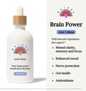 Rainbo - Mane Mushroom de León Tintura - Alcohol Gratis - Doble Extract Mushroom Suplemento - Brain Support, Focus, Memory, Liquid Lion's Mane Supplement, Vegan, Non GMO, 3.4 fl oz