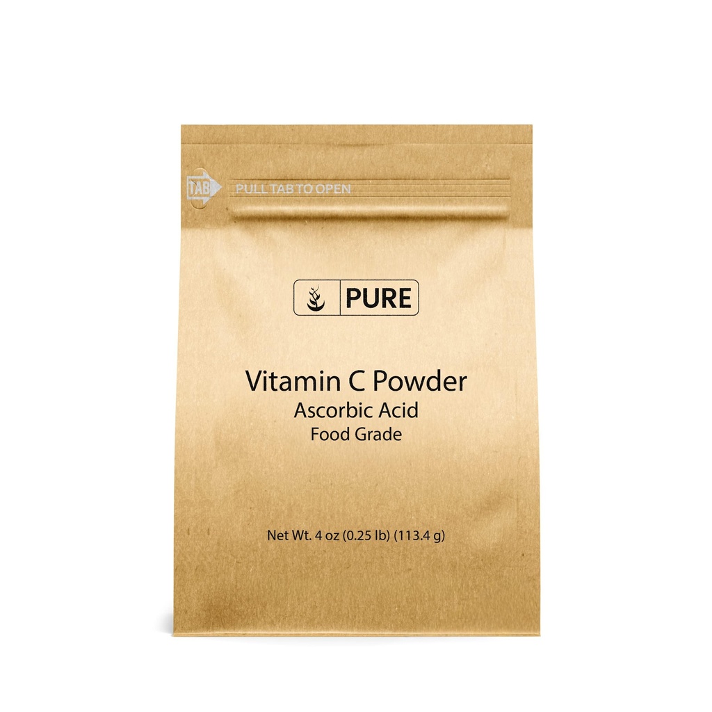 PURE ORIGINAL INGREDIENTES Vitamina C Polvo (4 oz) Ácido ascórbico, No GMO, Suplemento dietético