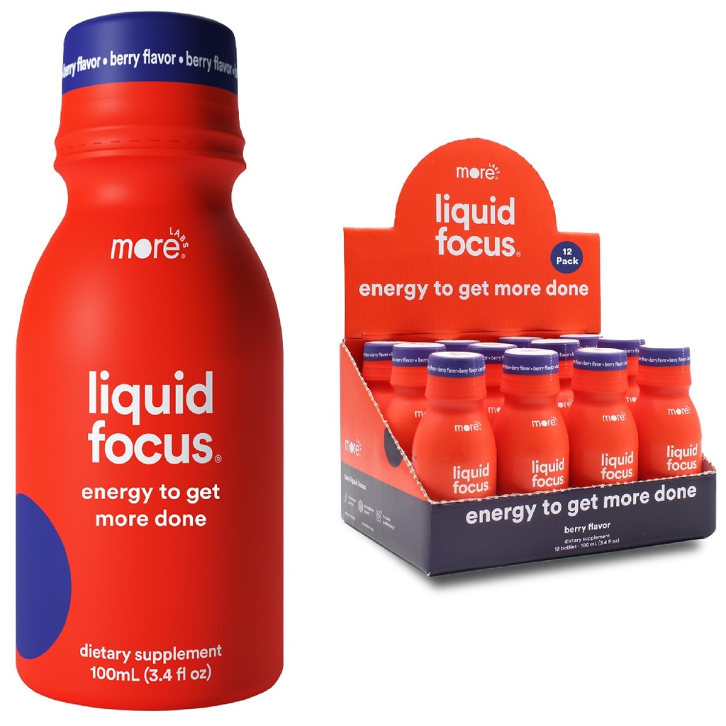 Más laboratorios de foco líquido, bebida inteligente nootrópica con potentes antioxidantes " hierbas adaptógenas para la energía y la concentración, 150 mg de cafeína (Pack of 12)