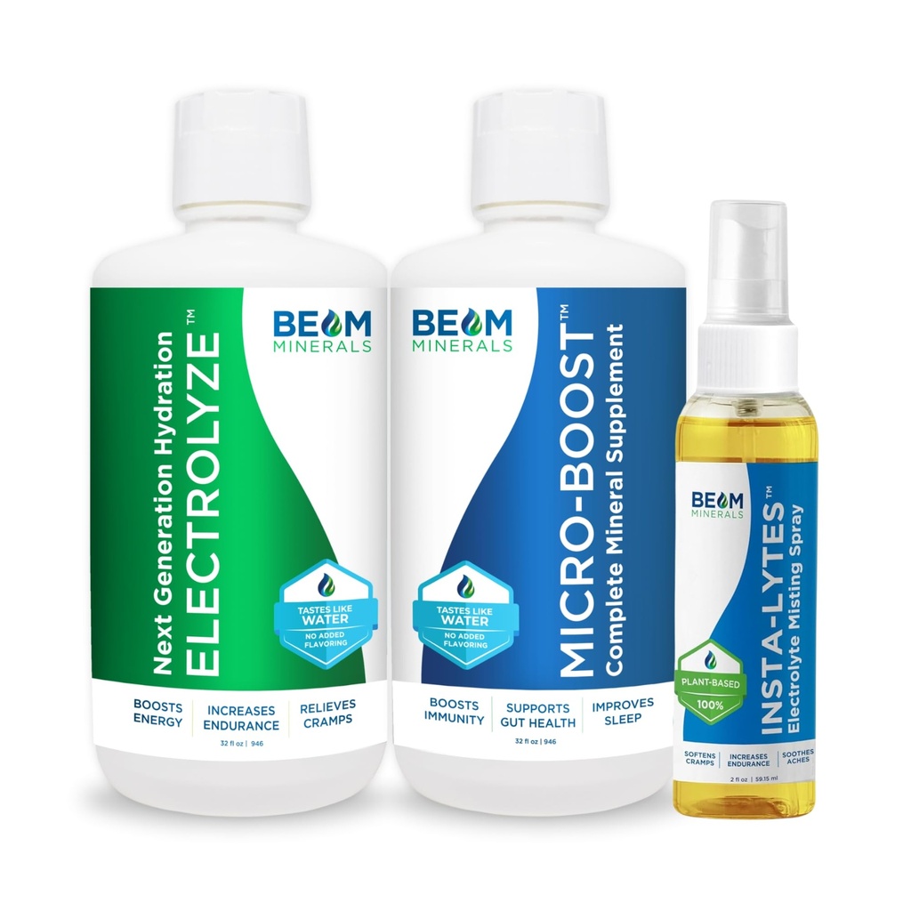 Beam Minerals Micro-Boost Humic Mineral Blend & Electrolyze Liquid and Insta-Lytes Natural Liquid Electrolytes 2oz