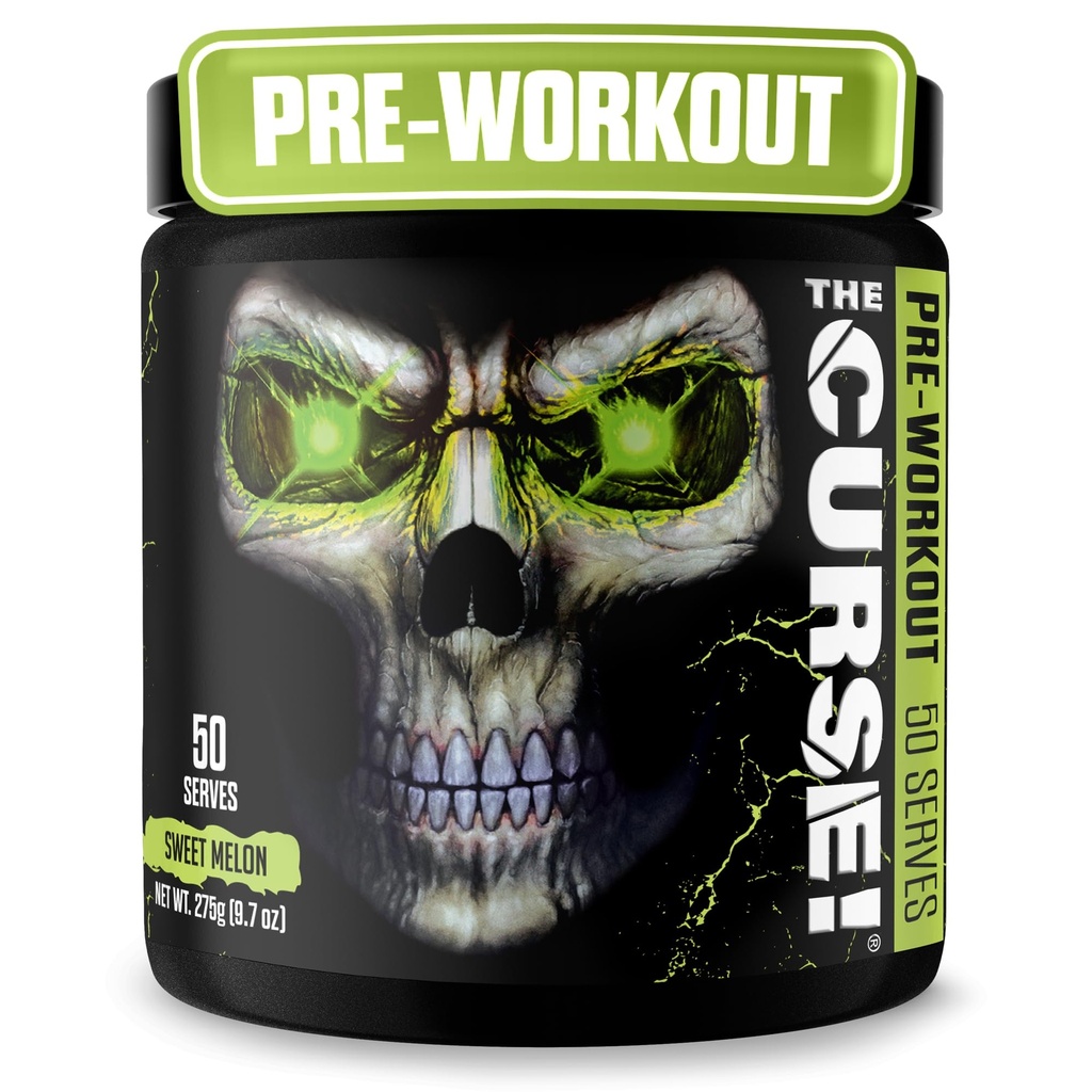 ¡JNX lanza la maldición! Pre Workout Powder for Men &amp; Women, Caffeine, Beta-Alanine, Creatine, L-Citrulline, 50 Servings, Sweet Melon Flavor – Boost Energy, Strength & Focus